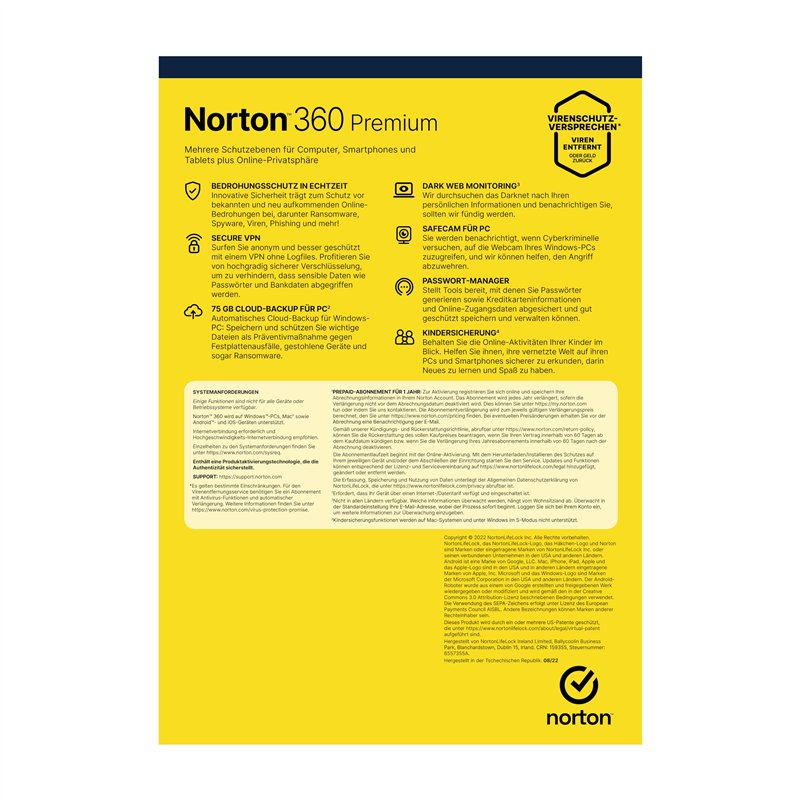 Image secondaire de Norton 360 Premium 2021 | 10 appareils | 1 an d'abonnement avec extension automatique | VPN sécurisé et gestion de mot de passe 