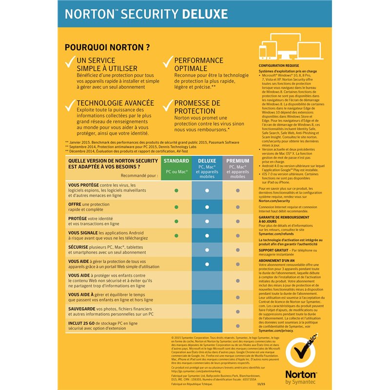 Image secondaire de NortonLifeLock Security Deluxe 2019 | 3 Appareils | 1 an | PC/Mac/iOS/Android | Téléchargement