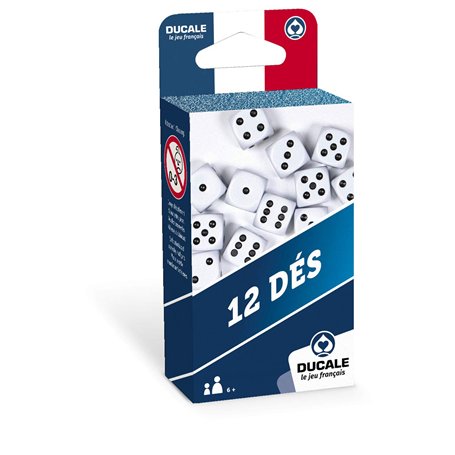 Lot de 12 dés 18mm - Jeu de dés - Jeu de Voyage - Yam's