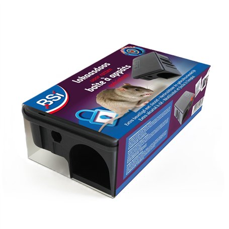 BSI Boîte à Appâts Anti-Rats - À Garnir et Réutilisable Et Solide - 1 Clé fournie Clipsable - Tous Lieux Intérieur Et Extérieur