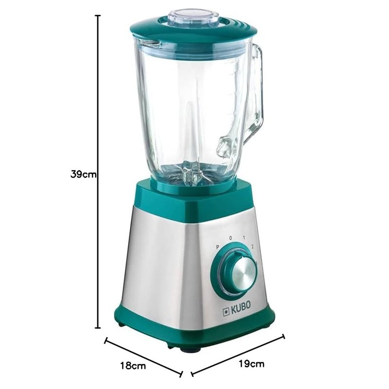 Image secondaire de Kubo Mélangeur de tasse, carafe en verre, 1000 W, 4 vitesses, 1,5 L, 6 lames en acier inoxydable, fonction de démangeaison de gl