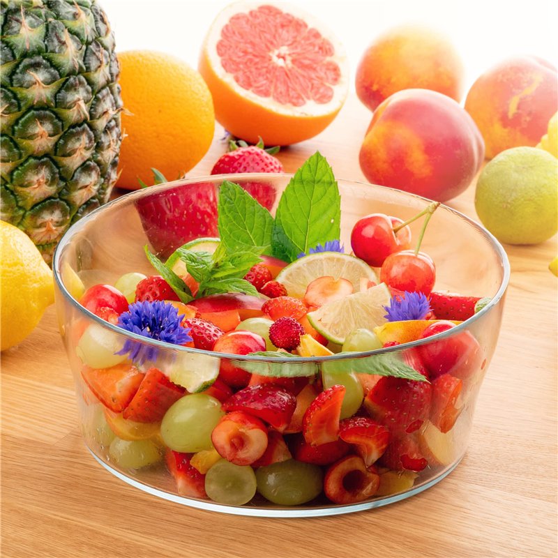 Image secondaire de KADAX Coupe en Verre, Bol en verre rond de 19 cm de diamètre - Bol profond pour fruits, salade, bonbons, bol à fruits empilable,