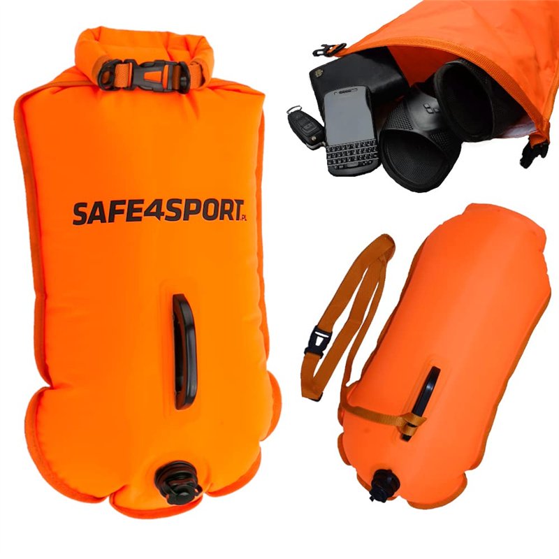 SAFE4SPORT MasterSwimmer - Bouée de Natation Gonflable XL - Grande bouée de Natation avec Une Poche pour Les Choses 28L