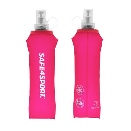 SAFE4SPORT Soft Flask 500 ml rose - bouteille d'eau pliable - bouteille d'eau en TPU souple - bouteille de sport souple