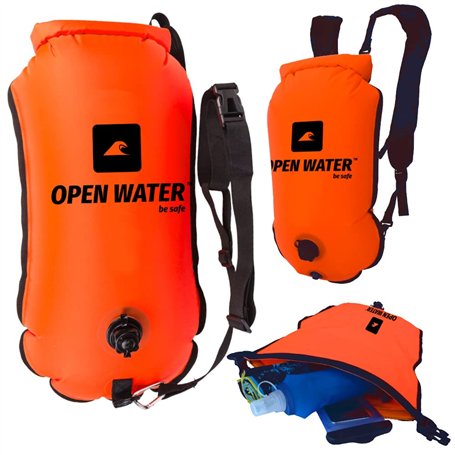 OPENWATER Bouée gonflable pour la natation et le sac à dos 3en1 - grande bouée avec une poche sèche pour les choses 28L - bouée