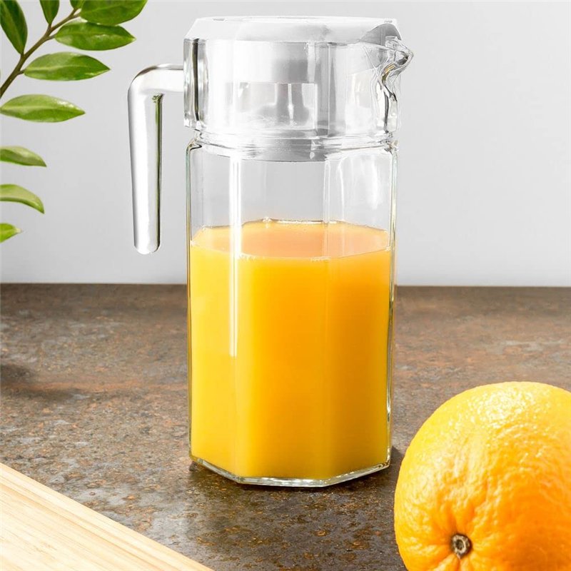 Image secondaire de VILDE Carafe en verre avec couvercle et bec verseur - 1,5 l - Carafe à eau avec couvercle - Carafe à eau - Carafe à thé - Insert