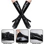 LOVARTS BEAUTY Gants Longs Noirs en Similicuir pour Femme Sexy Gants Longs en Latex Adulte(Noir)