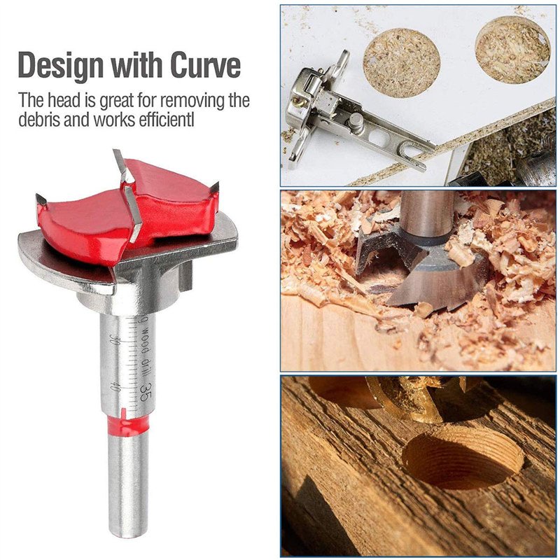 Image secondaire de Goysen Gabarit de charnière dissimulée, Coupe-trou de charnière de 35 mm avec localisateur de perforateur pour charnières d'armoire