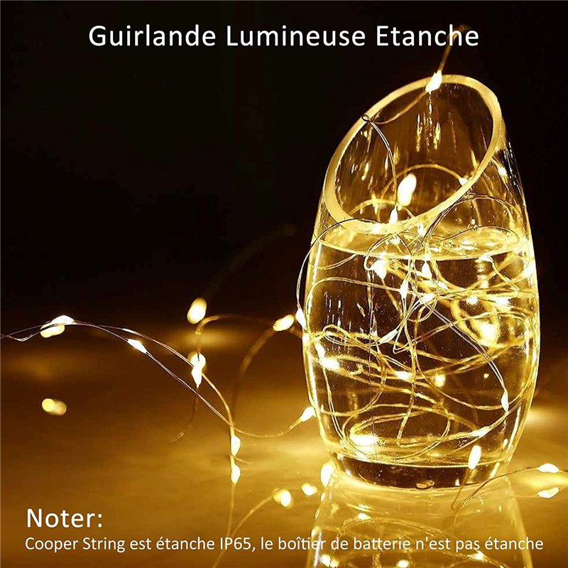 Image secondaire de Guirlande Lumineuse LED, Girlande de Lumière à Piles Lot de 20 Fil en Cuivre 1m avec 10 LEDs Blanc Chaud pour Décoration Anniver