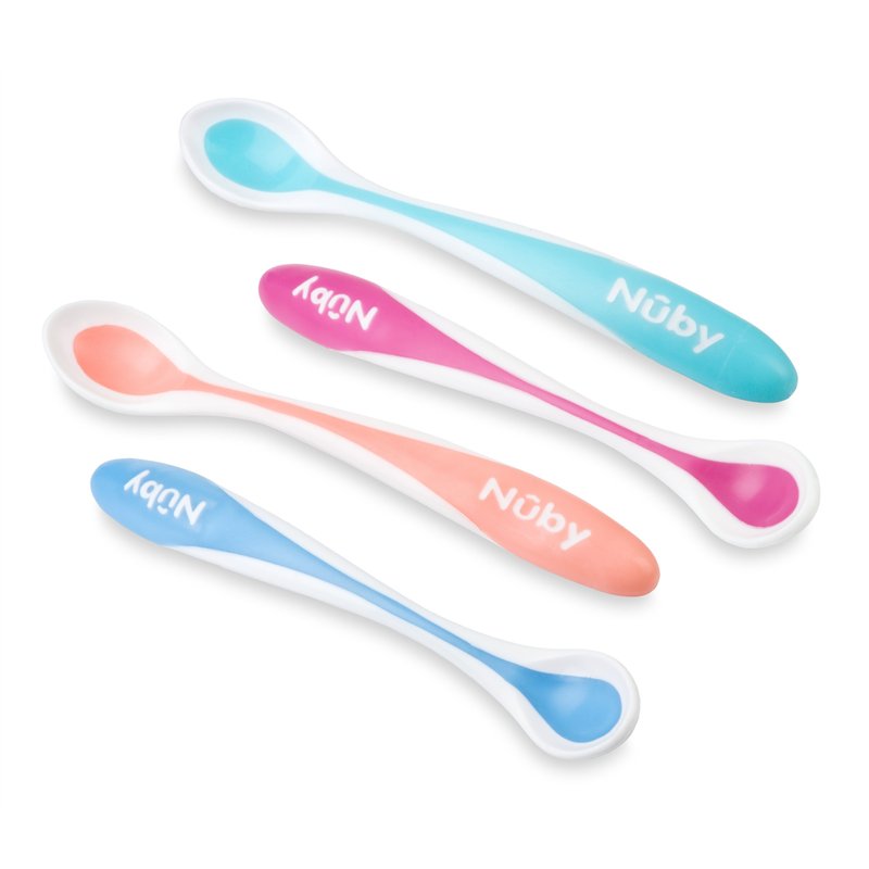 Nuby - Hot Safe Cuillère à Capteur de Chaleur pour Bébé - Couleur non sélectionnable - Pack de 4 - 3+ mois