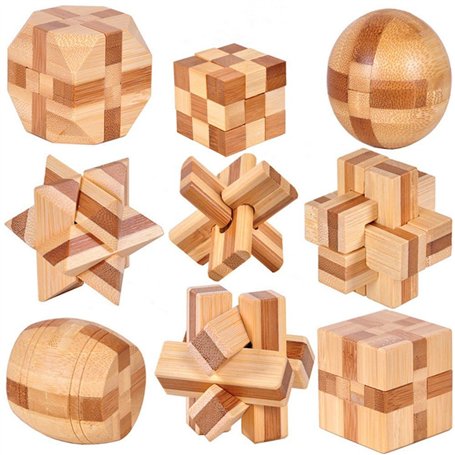 Chonor 9 Pièces 3D Puzzle Casse Tete en Bois - Classique Brain Teaser IQ Puzzle Éducatif Jouet Jeu Jigsaw pour Enfants et Adulte
