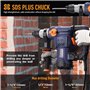 MAXPRO Marteau Perforateur Électrique SDS-Plus 1500W Perforateur Burineur 5.5J, 6 Vitesses, 3 Fonctions, Technologie Anti-vibrat