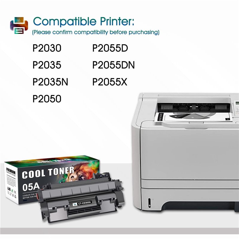 Image secondaire de Cool Toner Lot de 2 Cartouches de Toner de Rechange pour HP 05A CE505A 05X CE505X Laserjet P2030 P2035 P2035N P2050 P2055 P2055D