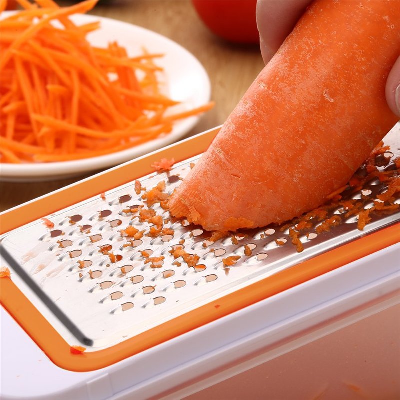 Image secondaire de Ensemble de trancheurs à légume et à fruits avec écorces à l'orange, FineGood, 4 paquets, râpe à découper, hachoir multifonction