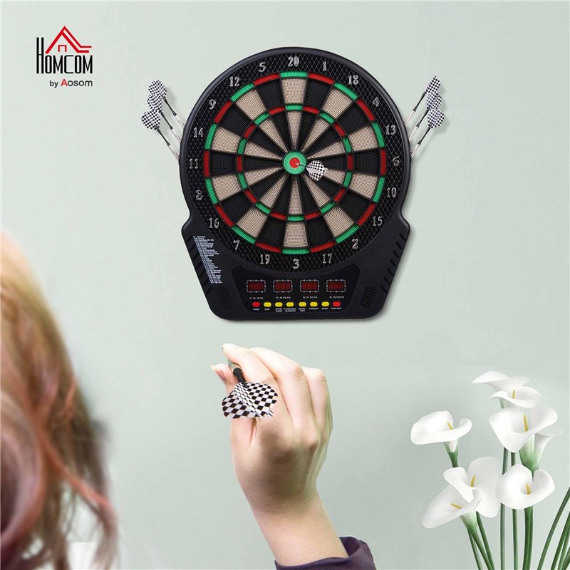 Image secondaire de HOMCOM Cible Jeu de fléchettes électronique Professionnel 27 Jeux 243 Variations - Fléchettes pour 1 à 16 Joueurs, 6 fléchettes