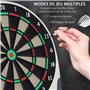HOMCOM Cible Jeu de flechettes électronique Professionnel 27 Jeux 243 Variations - Fléchettes pour 1 à 16 Joueurs, 6 fléchettes 