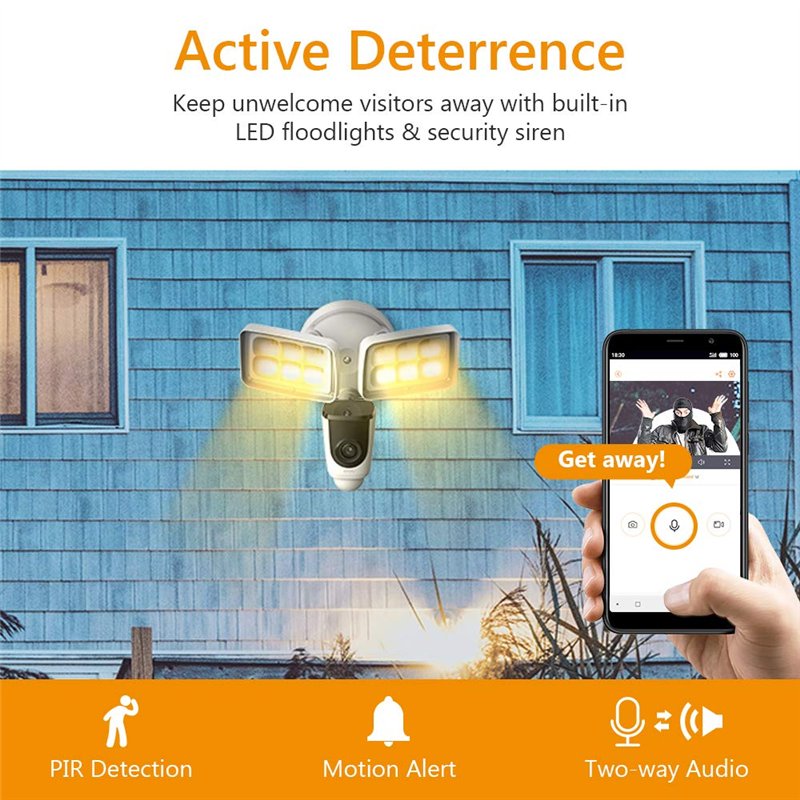 Image secondaire de Imou Floodlight Camera, Security Camera Outdoor WiFi 1080P 2000-Lumen with Siren Alarm 2-Way Talk Motion Detection IP65 Weatherp