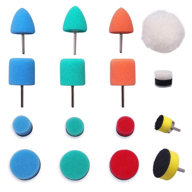 SPTA Mini Set de Polissage, 16Pcs 15mm 25mm Kit de Polissage Pad Éponge à polir Kit boule de polissage pour Voiture Ponçage pour
