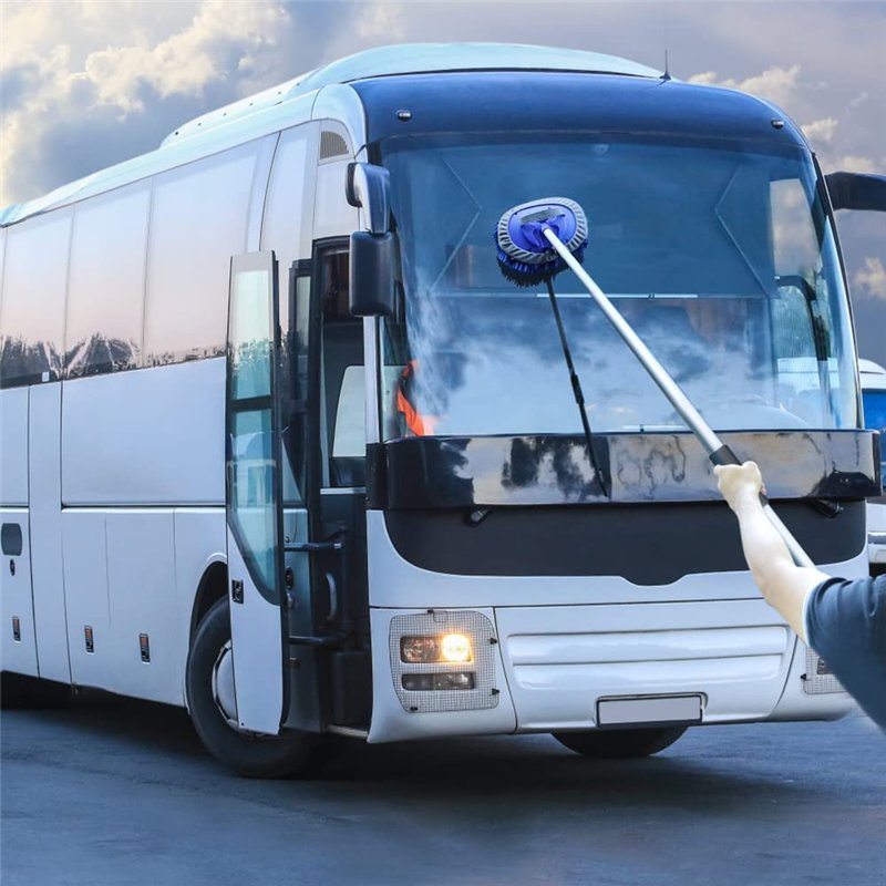 Image secondaire de URAQT Brosse Lavage Voiture Télescopique, 160cm Nettoyage à Manche Long Vadrouille, 3en1 Microfibre Balai Pinceau, avec 2 têtes 