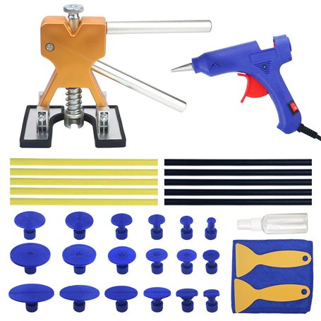 Tosucs Outil Débosselage sans Peinture Kit Débosselage Carrosserie 34 PCS avec Pistolet à Colle