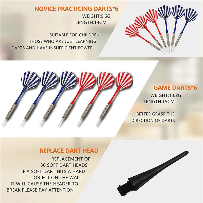 Image secondaire de [12 fléchettes] Jeu de fléchettes électronique Adulte, Brovamo