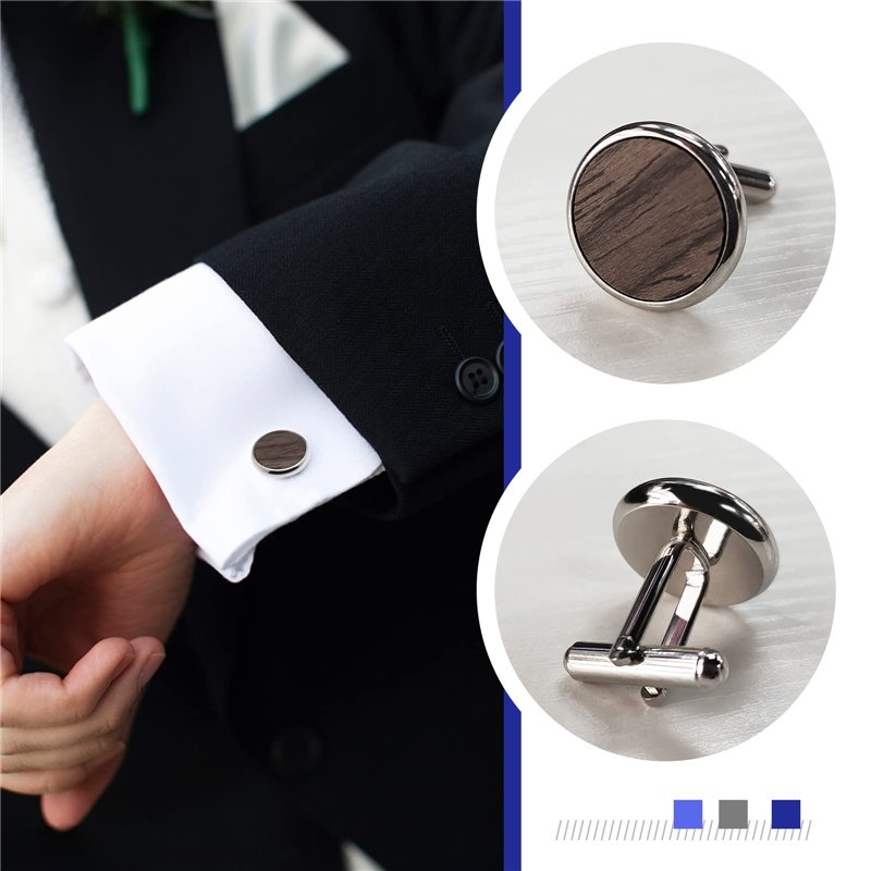 Image secondaire de The Lord of the Tools 1 Paire De Boutons De Manchette en Bois Naturel Boutons De Manchette Classiques pour Chemise Bijoux pour H