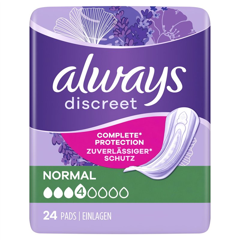 Always Discreet - 96 Serviettes Incontinence pour Femme, Normal, 4 Gouttes, Fuites Urinaires Fréquentes - Format Eco - Protection