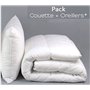 Couette blanche 450GR/M² "FABRICATION FRANCAISE" (1 place) 140 x 200 + Oreiller 60 x 60 cm