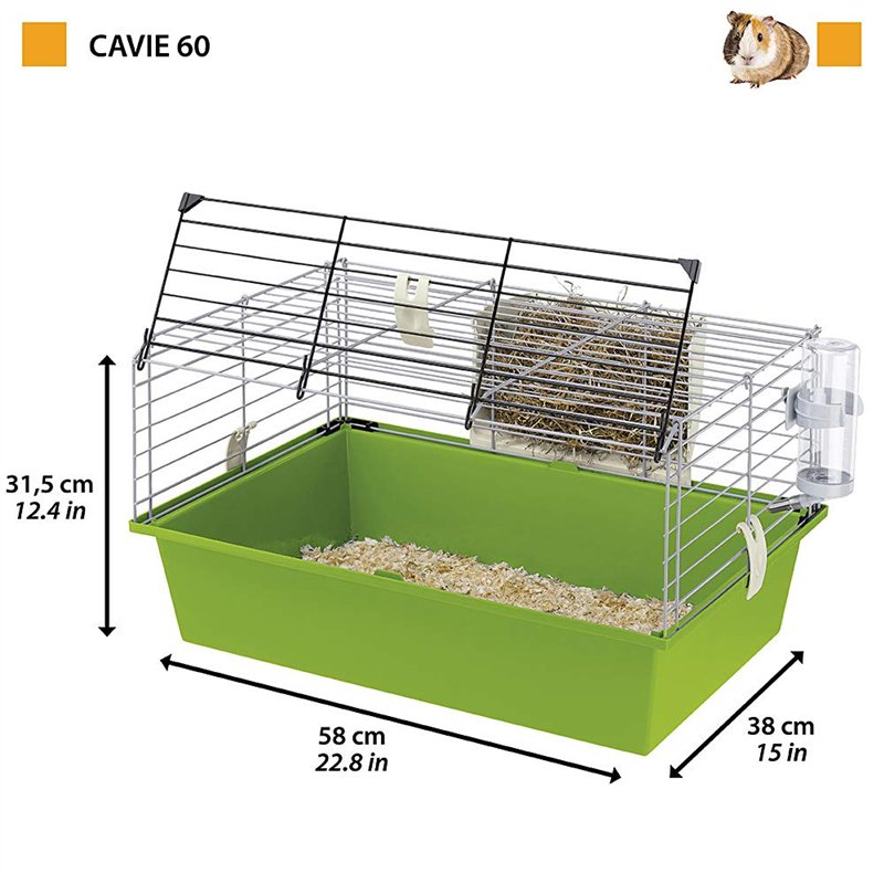 Image secondaire de Ferplast Cage pour Cochons d'Inde, Cage Rongeur, Accessoires Inclus: Mangeoire, Abreuvoir, Grande Ouverture Supérieure avec Gril