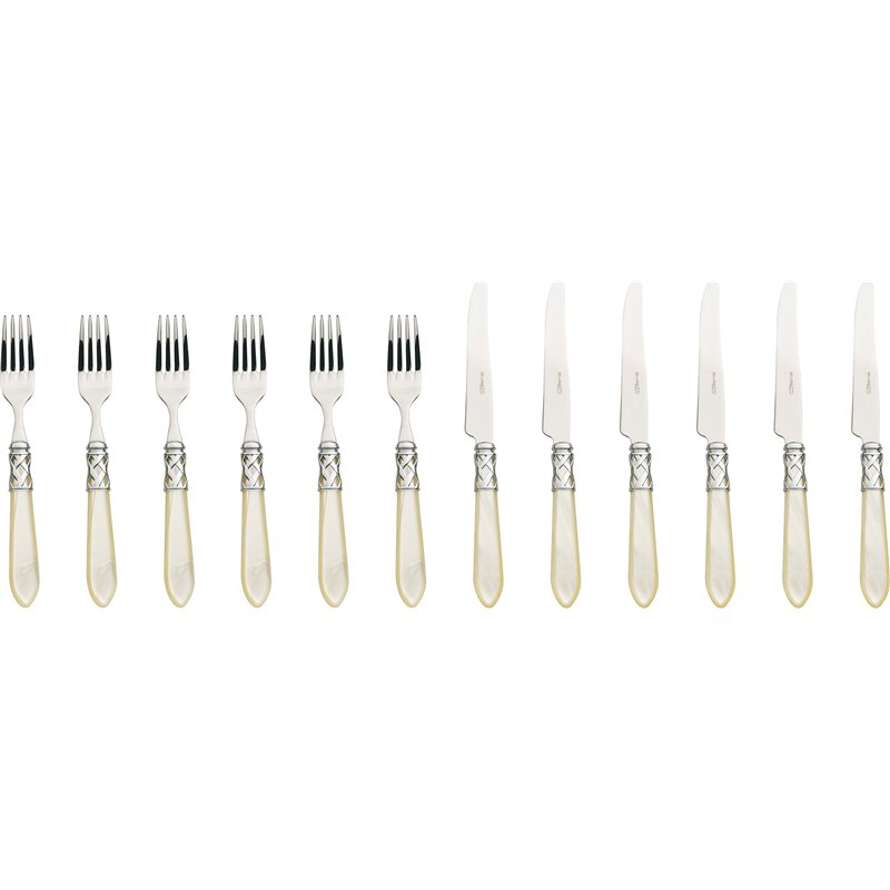 BUGATTI ALCAM-S4280 Aladdin Ménagère de 12 Pièces Dessert Acier/ABS Ivoire 36 x 26 x 4 cm