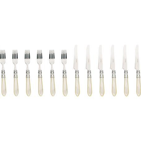 BUGATTI ALCAM-S4280 Aladdin Ménagère de 12 Pièces Dessert Acier/ABS Ivoire 36 x 26 x 4 cm