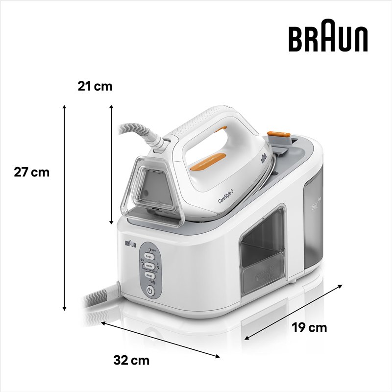 Image secondaire de Braun CareStyle 3 IS3132WH, Centrale Vapeur, Débit de Vapeur 120 g/min, Coup de Vapeur 400 g/min, Semelle Eloxal Plus, FreeGlide