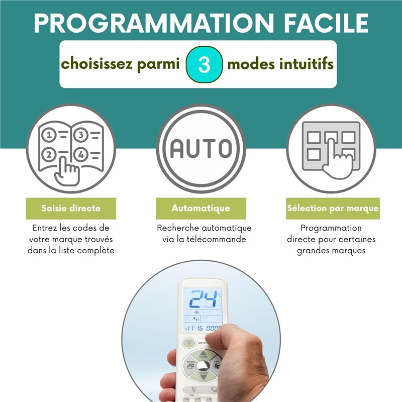 Image secondaire de Wellclima Plus 2.0 – Télécommande Universelle pour climatiseur avec la Plus Large compatibilité du marché, Clavier et écran rétroéclairés