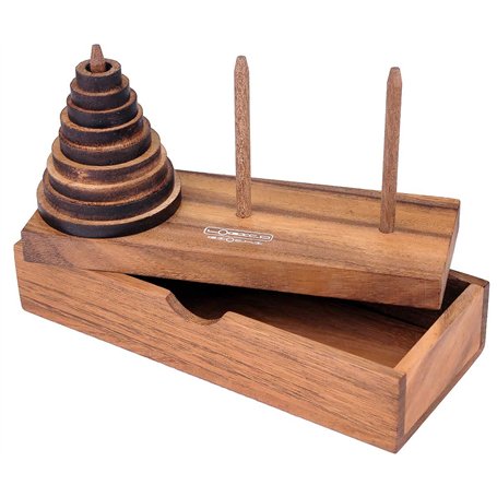 Logica Jeux Art. Tour de Hanoï 9 Disques - Casse-Tête en Bois Précieux - Différentes Difficultés