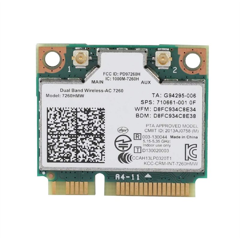 Image secondaire de Carte sans Fil Universelle, Carte réseau sans Fil Bluetooth 2-en-1 7260HMW 7260AC, taux sans Fil 2.4G + 5G, Prend en Dell, et Le