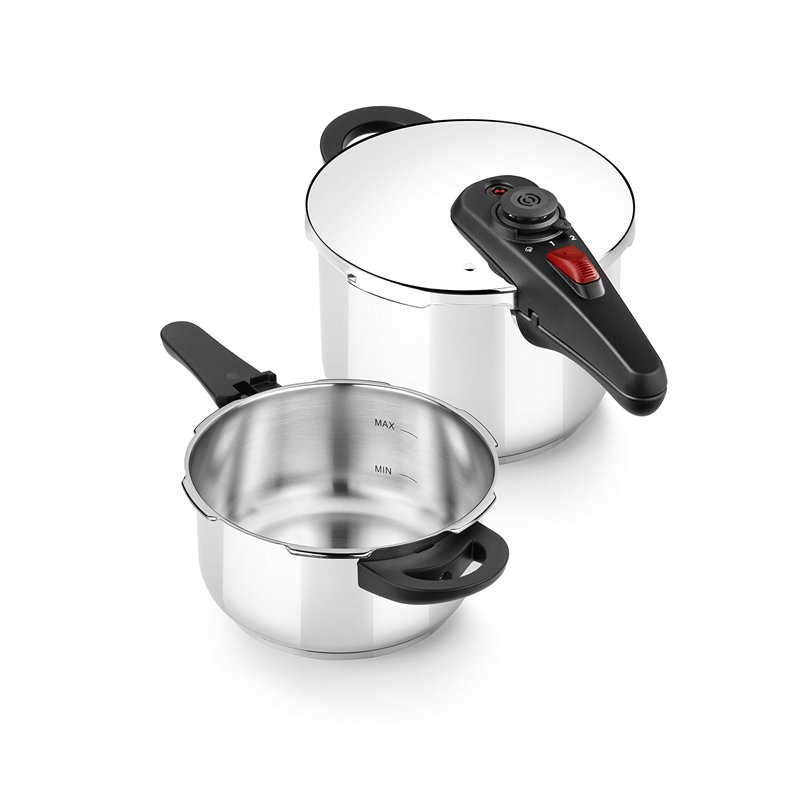 BRA Allure | Ensemble Duo d'Autocuiseurs Rapides de 4+6 Litres, Acier Inoxydable 18/10, Avec 2 Programmes de Cuisson et Système