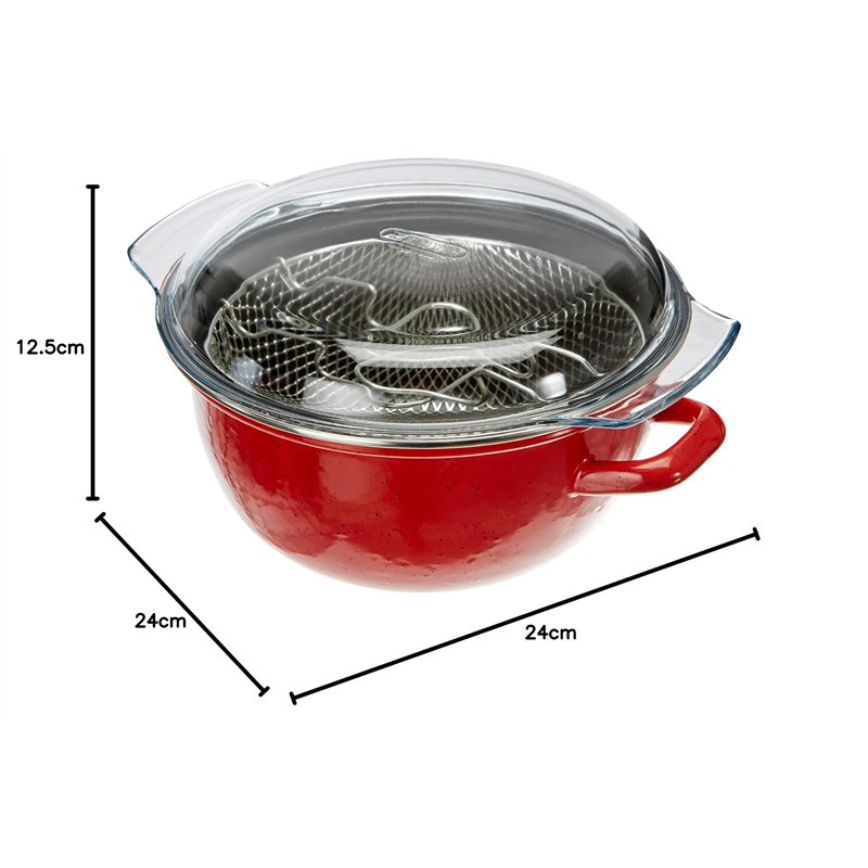 Image secondaire de IBILI - Friteuse avec panier et couvercle Korinto, 24 cm, Acier émaillé, Antiadhésif, Compatible avec l’induction