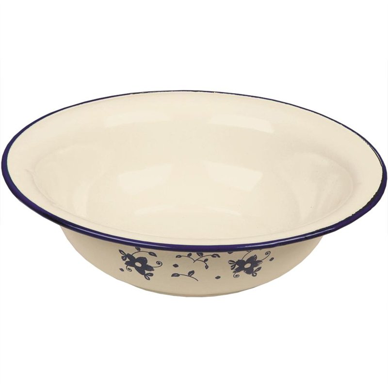 Ibili 918632 Cuvette en acier émaillé vitrifié 32 cm Sena, Blanc/Bleu