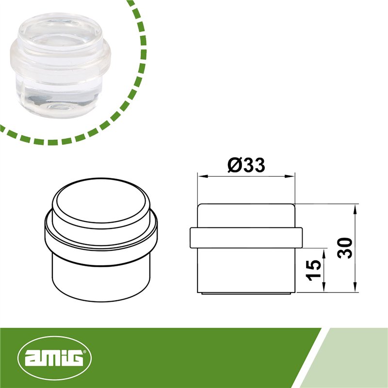 Image secondaire de Amig - Cale ou butée de sol adhésive circulaire, transparente et décorative, bande en caoutchouc antidérapante, pour portes de passage