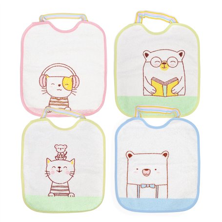 Ti Tin Lot de 4 bavoirs imperméables pour bébé Dimensions : 23 x 28 cm. Composition : 73% coton
