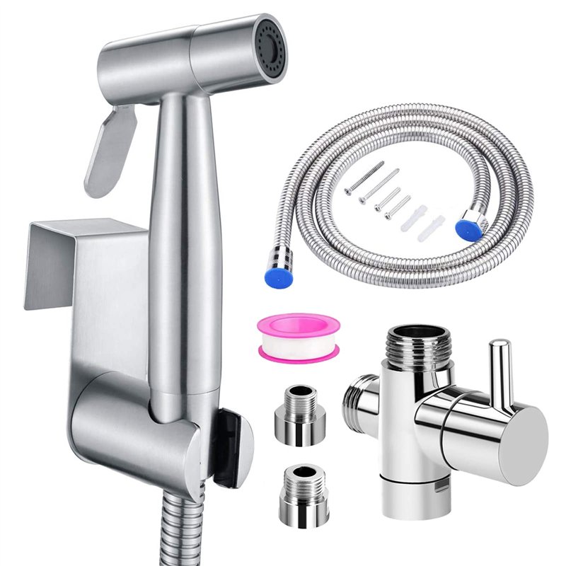 Vaporisateur de Toilette Douchette à Main Bidet en Acier Inoxydable - avec Vanne 3 voies (1/2