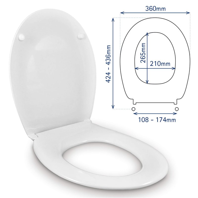 Image secondaire de ESTOLI Abattant WC Compatible Frein de Chute | Forme O Standard | Lunette Toilette Soft Close | Charnière Réglable | Facile Inst
