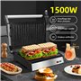 Aigostar Hett Pro - Grill Panini, Grills électriques Avec Plaques Antiadhésives. Récupérateur de Graisses Amovible, Ouverture à 