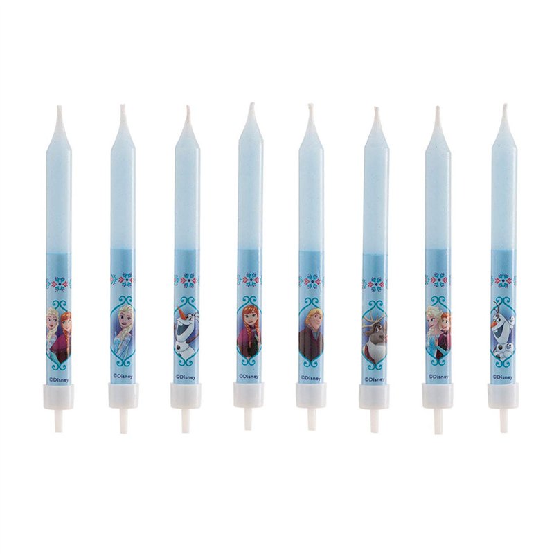 Dekora - 346174 Reine des Neiges Rozenn Lot de 8 Bougies bâtonnet Cire Bleu, 8 x 8 x 12 cm