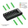 POWEROWL 8 Slots Rechargeable Chargeur Piles pour Ni-MH Ni-CD AA AAA Charge Rapide avec Port USB