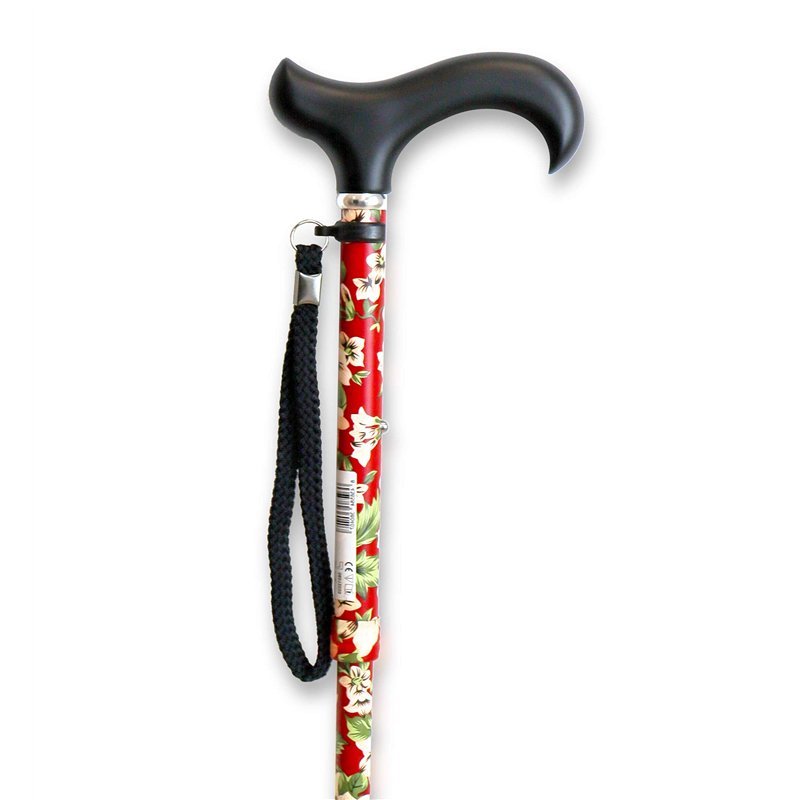 Image secondaire de KMINA - Canne de Marche Femme, Pliante et Réglable, Luxe, Fleur, Aluminium (Pliage Rouge) - KMINA Pro