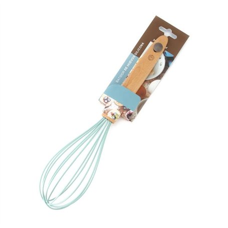 Masterchef Junior - Fouet de Cuisine - Bois et Silicone Bleu - Nettoyage Facile et Empêche les Ingrédients de Coller - Batteur M