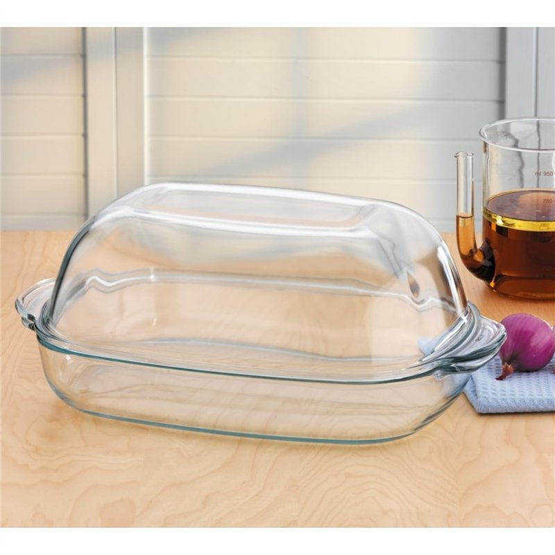 Image secondaire de Plat Cocotte Rectangulaire avec Couvercle XXL en Verre Borosilicate très Haute Résistance - Dimension 41,6 x 26 x 16,1 cm - Cont