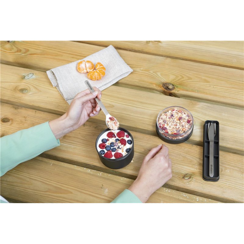 Image secondaire de Brabantia - Set de Couverts avec Étui Make & Take - 3 pcs: Couteau, Cuillère & Fourchette - Design Compact Hygiénique - Acier In