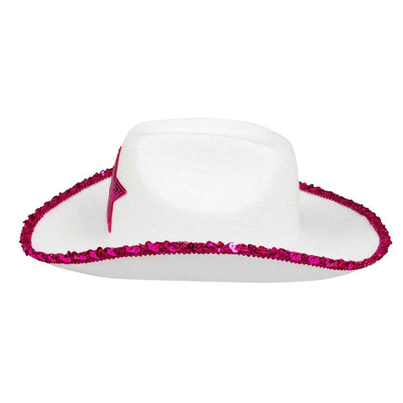 Image secondaire de Boland Rodeo Star 54376 54376 Chapeau de cowboy à paillettes pour adulte Rose/blanc Taille unique